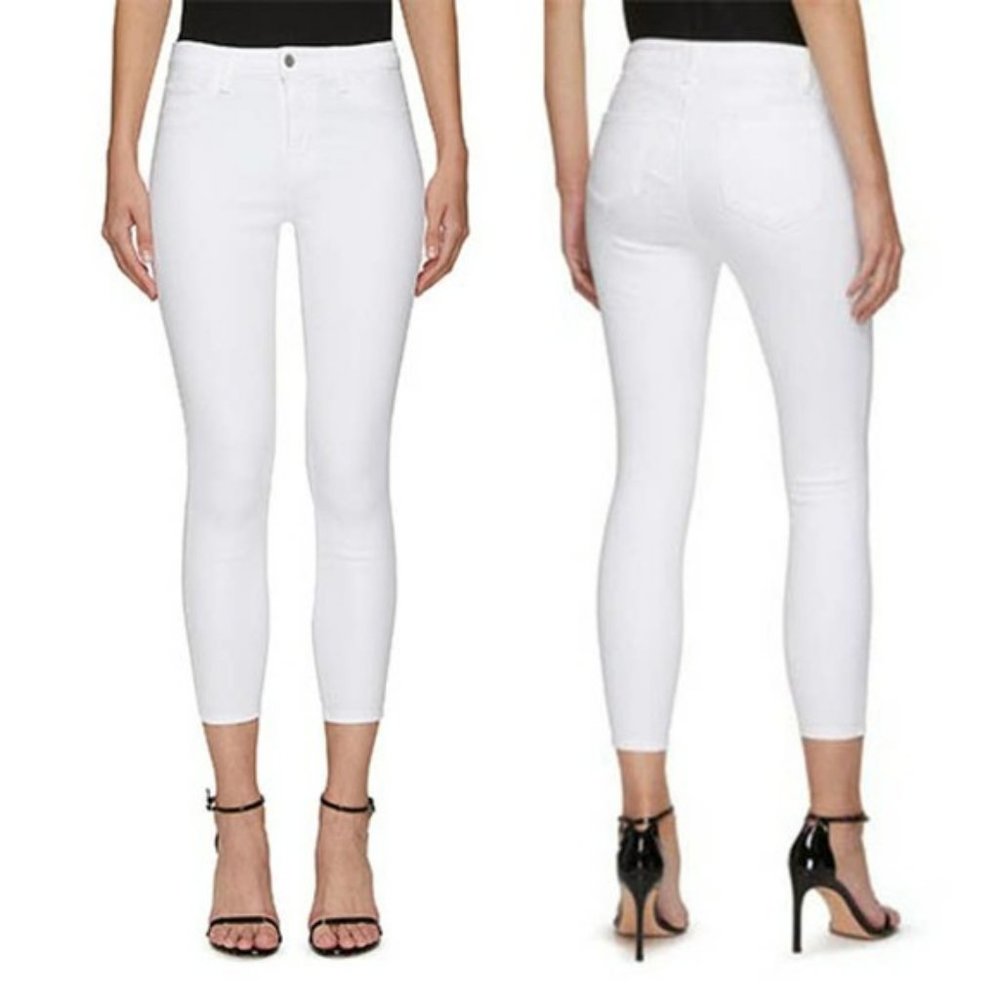 L'Agence Margot High Rise White Coated Cropped Skinny Jeans White Size: 23 NWOT